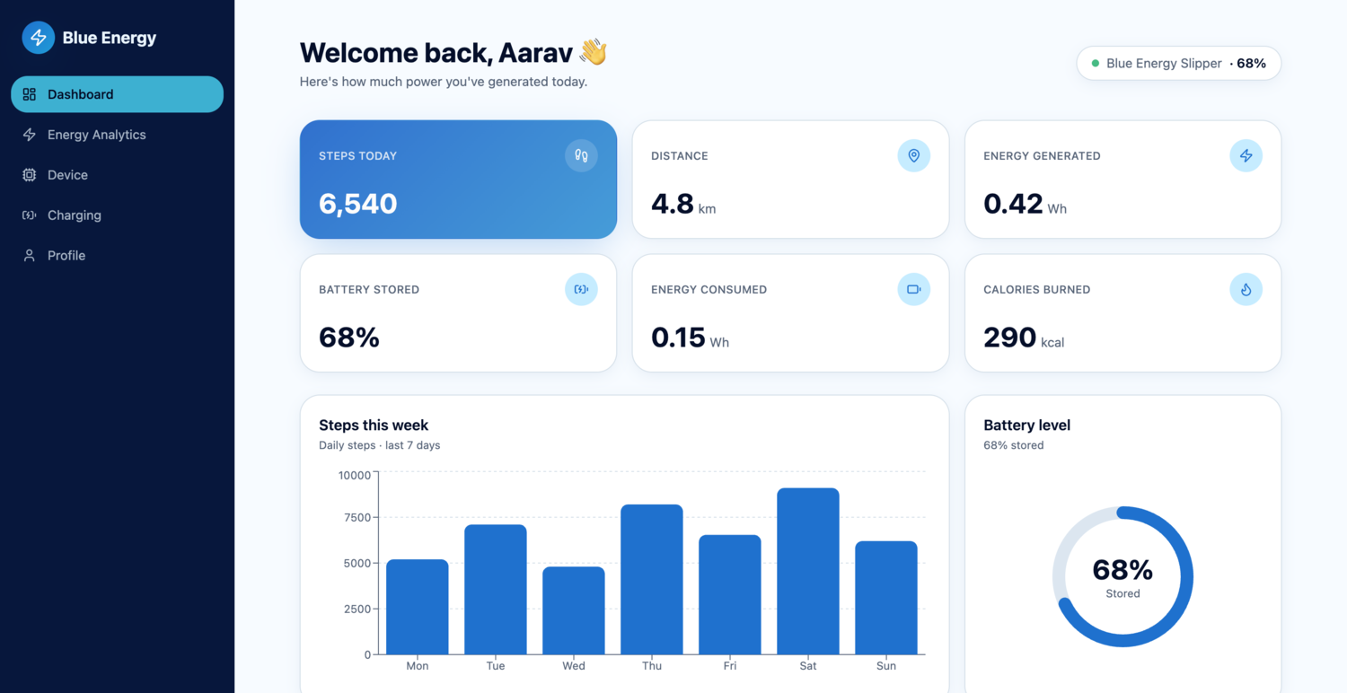Blue Energy, an energy-tracking dashboard app built by a student