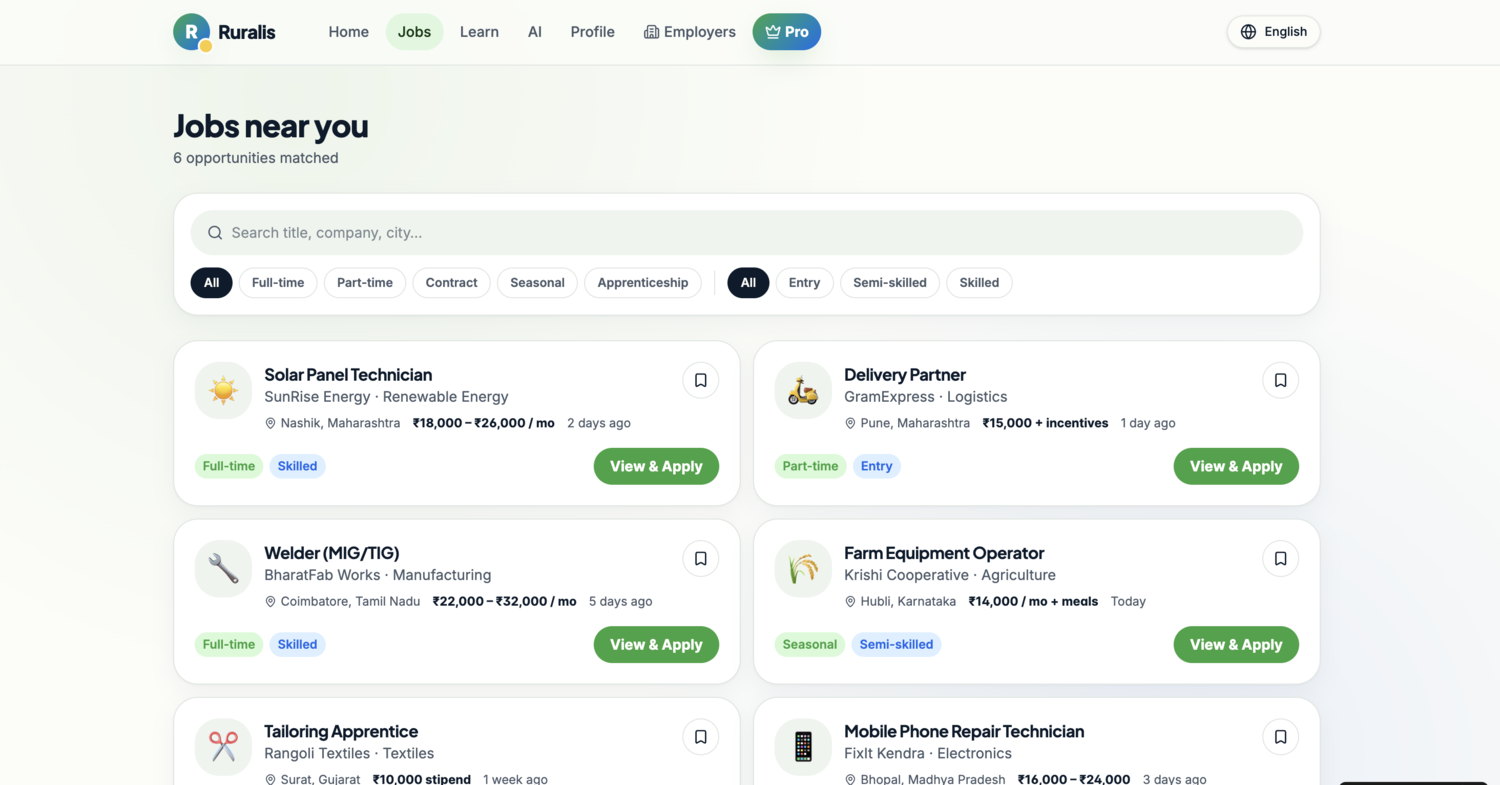 Ruralis, a rural jobs board web app built by a student