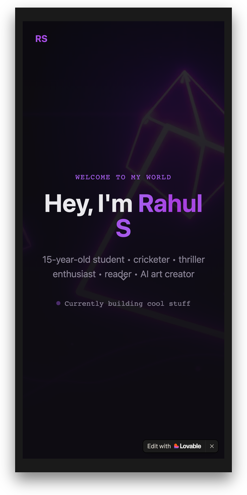 A live website built and published by a student named Rahul