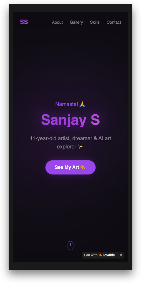 The first live website built by a student named Sanjay